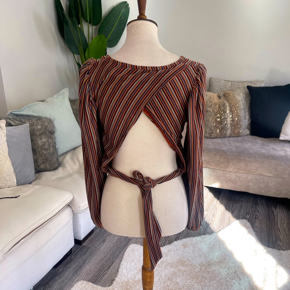 Free people open back striped sweater